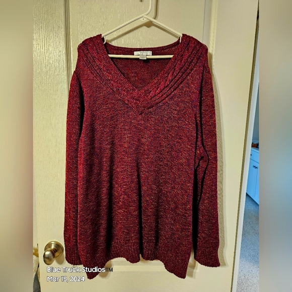 CJ Banks Variegated Plus Size V-Neck Purple Sweater🐶🐶 - Picture 1 of 5